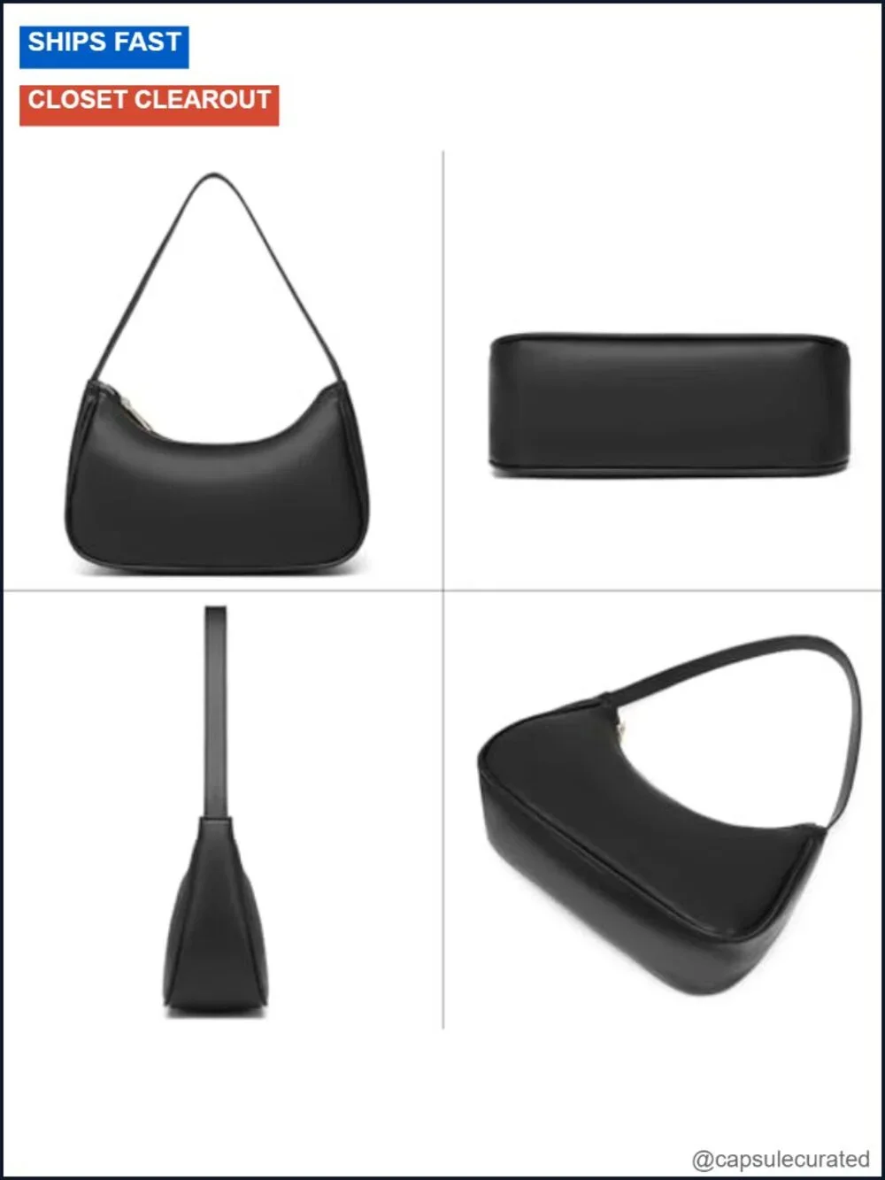 Vegan Leather Hobo Shoulder Bag with Zipper Closure